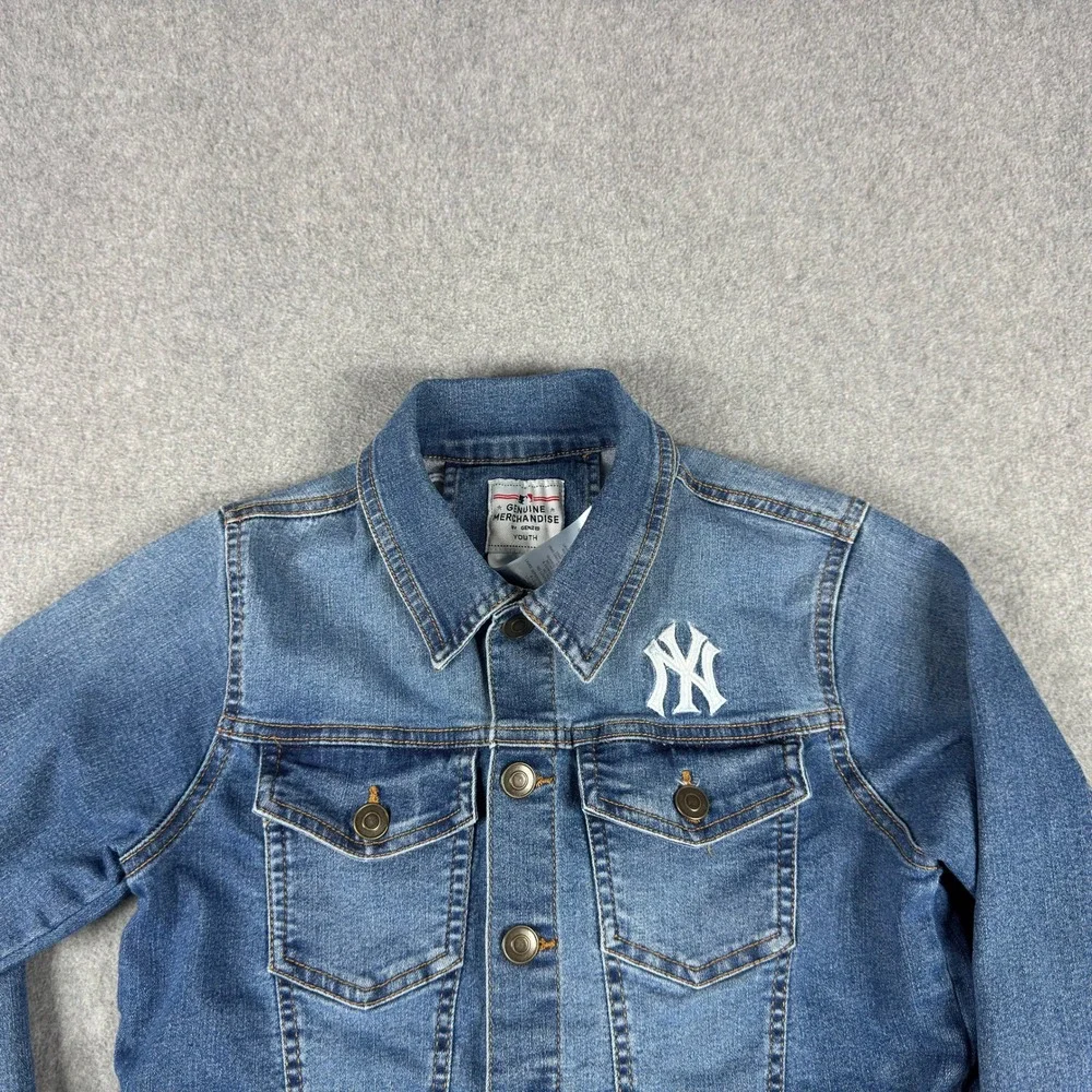 NY Yankees MLB Genuine Merch Youth Small 7/8‎ Denim Jacket Blue